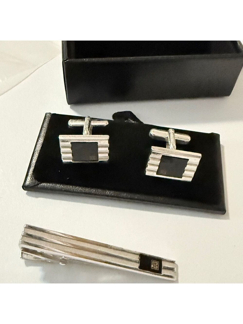 Silver and Black enamel Cufflinks